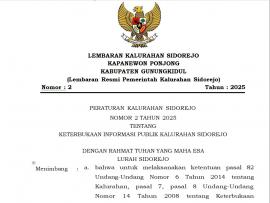 PERATURAN KALURAHAN SIDOREJO TENTANG KETERBUKAAN INFORMASI PUBLIK 